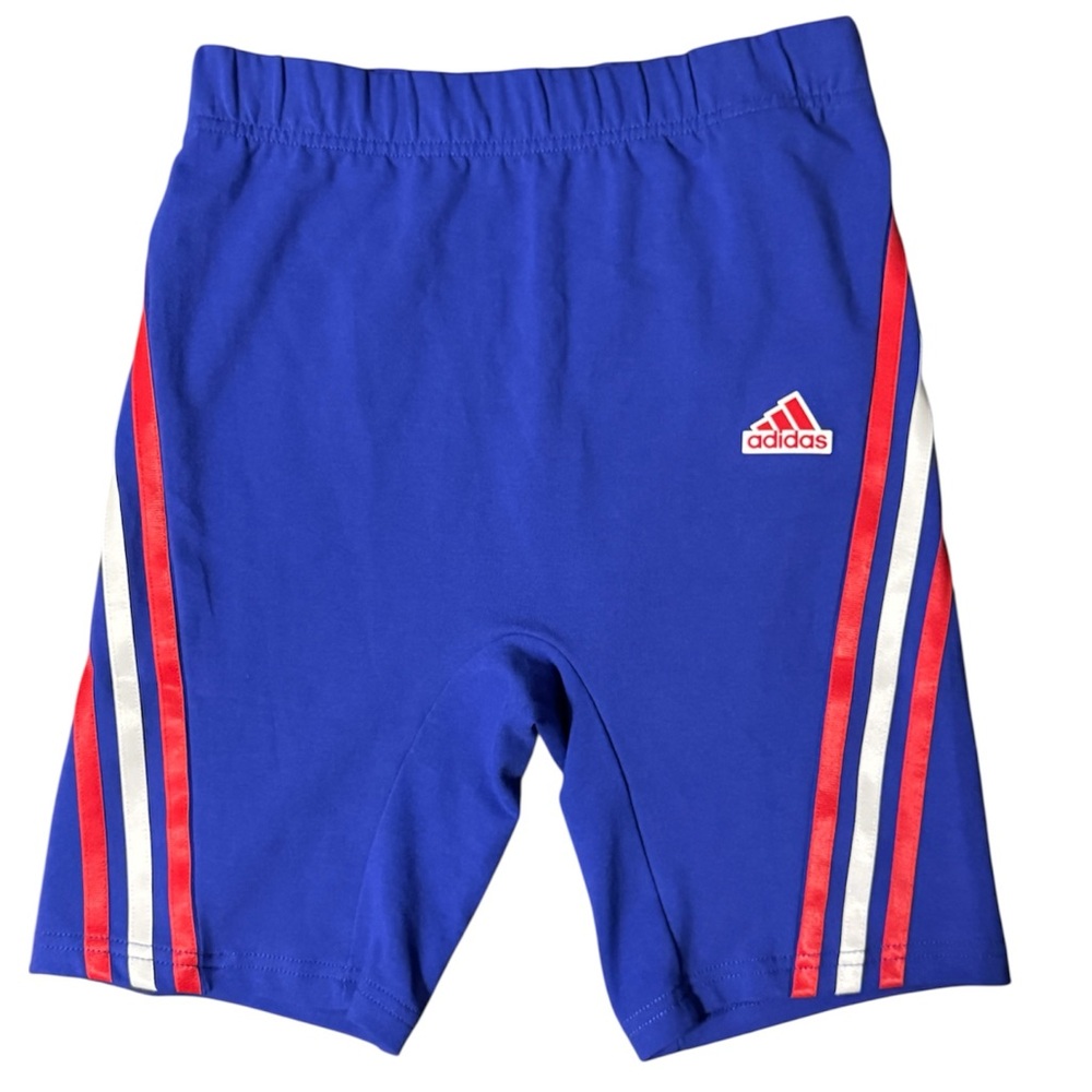 adidas Future Icons 3-Stripes Biker Shorts Semi Lucid Blue Size S NWT
